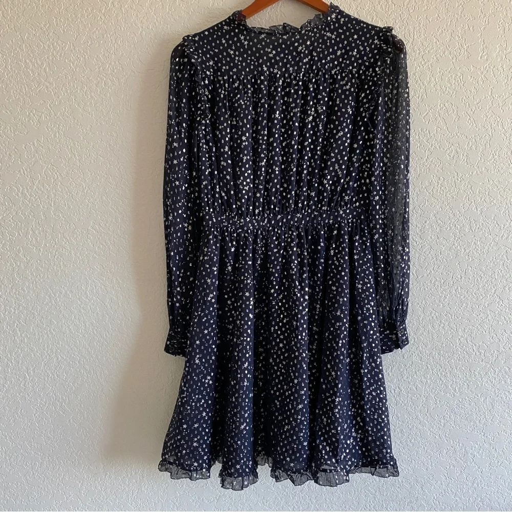 Kate spade navy metallic star silk dress